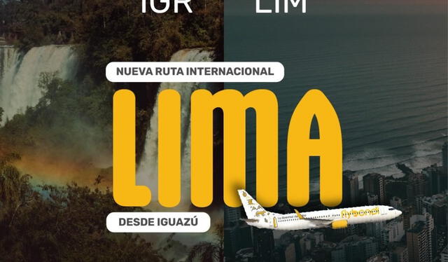Vuelo directo de Lima a Puerto Iguazú en Argentina