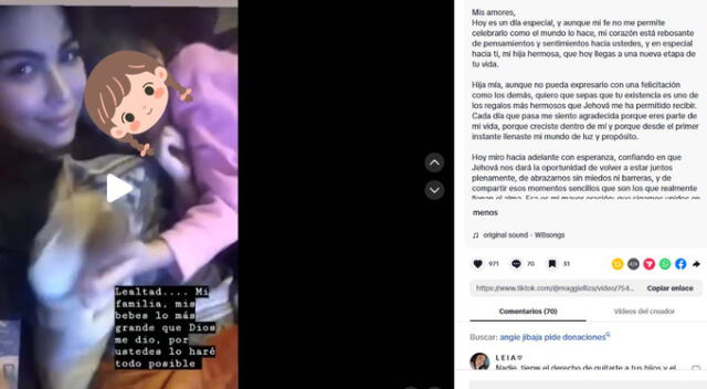 Mensaje de Angie Jibaja para su hija. Fuente: TikTok. 