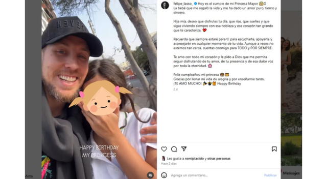 Saludo de cumpleaños de Felipe Lasso a hija de Angie. Fuente: Instagram.