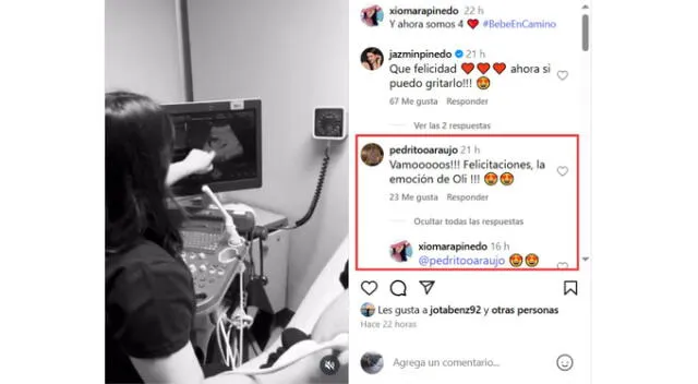 Pedro Araujo felicita a su cuñada por su embarazo. Fuente: Instagram.