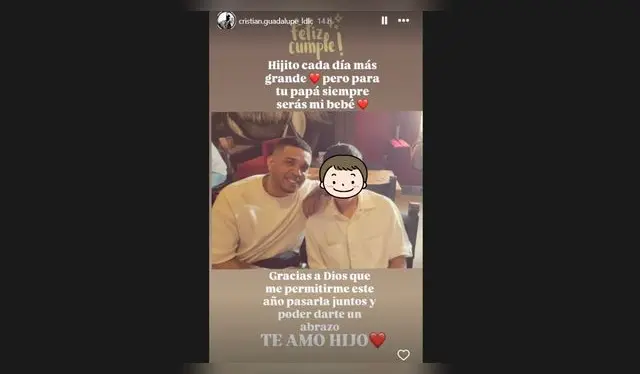 Publicación del primo de Jefferson Farfán a su hijo. Fuente: Instagram.
