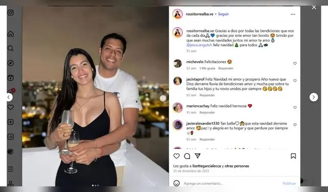 Rossi Torrealba junto a su esposo peruano. Fuente: Instagram. Rossi Torrealba junto a su esposo peruano. Fuente: Instagram.