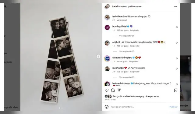 Oliver Sonne e Isabella Taulund anuncian su embarazo. Fuente: Instagram.