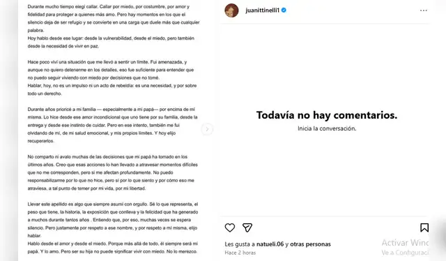 <em>Hija de Marcelo Tinelli decide romper su silencio tras amenazas. Captura: Instagram</em> <em>Hija de Marcelo Tinelli decide romper su silencio tras amenazas. Captura: Instagram</em>