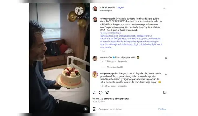 Esta fue la última publicación de Conrado Osorio. Fuente: Instagram. Esta fue la última publicación de Conrado Osorio. Fuente: Instagram.