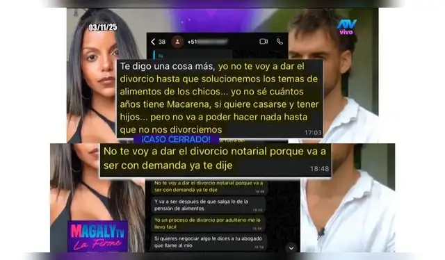 Mensajes de Johana Cubillas a Juan Ichazo. Fuente: ATV. Mensajes de Johana Cubillas a Juan Ichazo. Fuente: ATV.