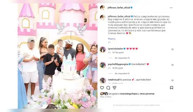 Jefferson Farfán celebra a su hija menor con emotivo mensaje. Fuente: Instagram.