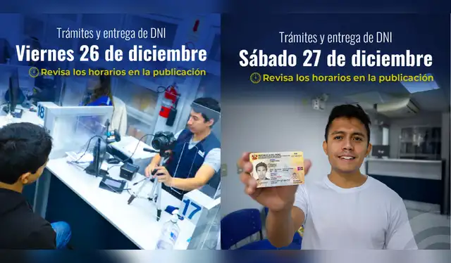 ¿Qué agencias de Reniec atenderán durante el 26 y 27 de diciembre?