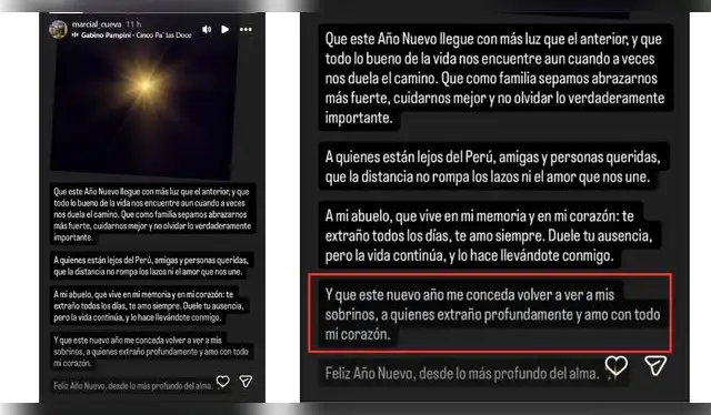 Mensaje del hermano de Christian Cueva deseando ver a sus sobrinos. Fuente: Instagram.