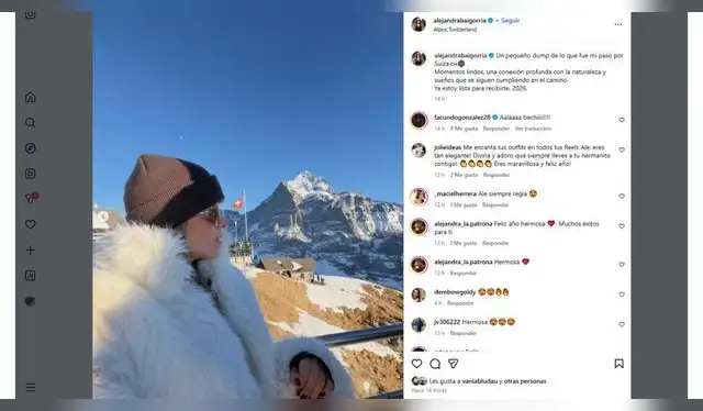 Mensaje de Alejandra Baigorria tras lo sucedido en Suiza. Fuente: Instagram.