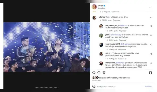 Milett Figueroa compartió 3 fotos junto a su ex Patricio Quiñones. Fuente: Instagram.