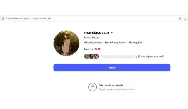 Marcia Succar pone su perfil en privado. Fuente: Instagram.