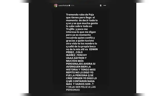 Christian Cueva y su contundente mensaje sobre Pamela López. Fuente: Instagram.