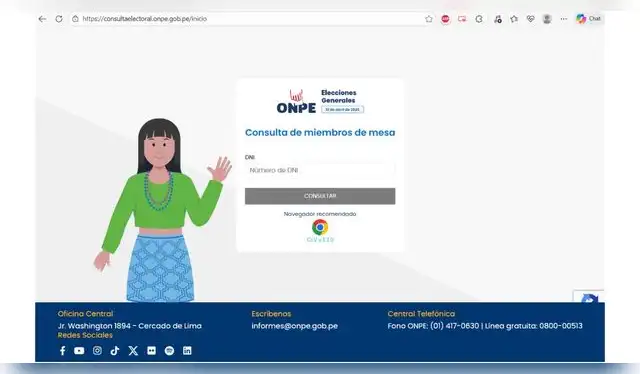La consulta de miembros de mesa está habilitada. Fuente: ONPE. La consulta de miembros de mesa está habilitada. Fuente: ONPE.