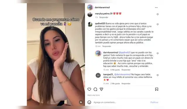 Esta fue la respuesta de Darinka Ramírez. Fuente: Instagram.