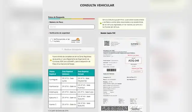 Consultar los datos de un vehículo en SUNARP Consultar los datos de un vehículo en SUNARP