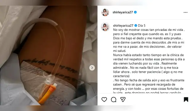 Shirley Arica preocupa a sus seguidores. Foto: Instagram.   