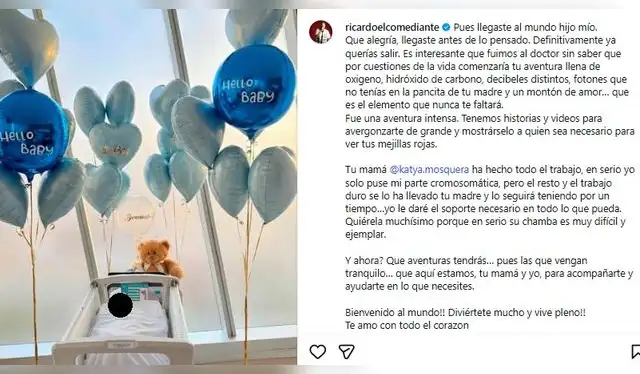 Ricardo Mendoza anunció que se convirtió en padre y lanza emotivas palabras. Foto: Instagram.   
