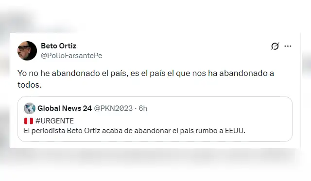Beto Ortíz niega que haya salido del Perú. Foto: X.   