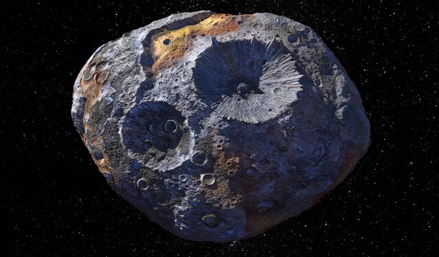  Representación artística del asteroide Psyche 16. La misión orbital de la NASA durará 21 meses | Foto: NASA / JPL-Caltech / ASU.   