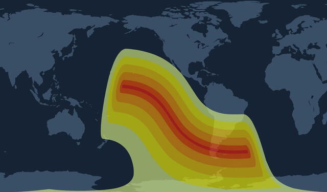 Este es el mapa de visibilidad del eclipse Anillo de Fuego.