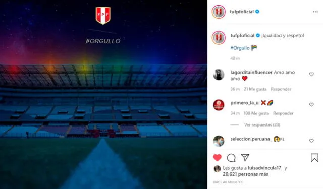 Federación Peruana de Fútbol se sumó al Día del Orgullo. | FUENTE: Instagram.   