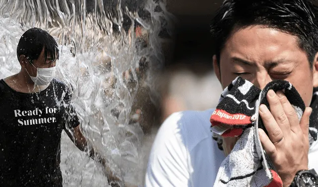  Ciudadanos afectados por las altas temperaturas, mientras que Japón sufre una ola de calor. Foto: AFP. 