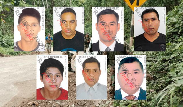 Agentes policiales víctimas del ataque narcoterrorista.   