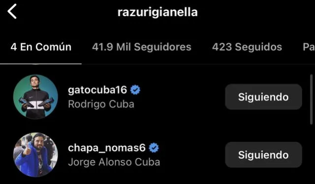  Evidencia de que Rodrigo Cuba y su hermano ya siguen en Instagram a la protagonista el ampay.    
