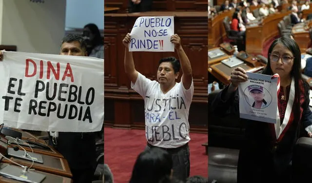 <strong> Congresistas protestas contra Dina Boluarte en pleno mensaje presidencial. Foto: Créditos: John Reyes/ La República.</strong> <strong> Congresistas protestas contra Dina Boluarte en pleno mensaje presidencial. Foto: Créditos: John Reyes/ La República.</strong>