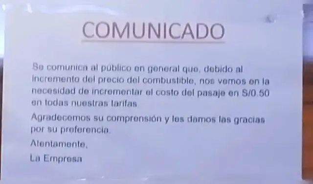 Líneas de transporte subirán sus pasajes a S/0,50 en cada una de sus tarifas.