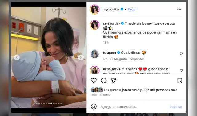 Raysa Ortiz se convirtió en madre de dos mellizos en la ficción.