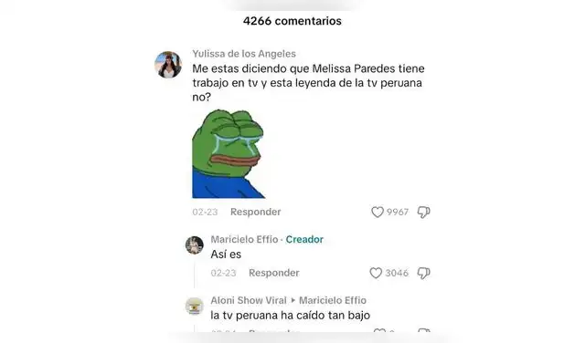 Maricielo Effio apoya comentarios de críticas contra Melissa Paredes.