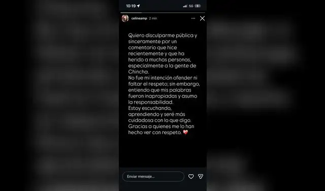 Actriz Celine Aguirre REAPARECE tras salir de 'La Granja VIP' y pide perdón por INDIGNANTES comentarios a chinchanos Actriz Celine Aguirre REAPARECE tras salir de 'La Granja VIP' y pide perdón por INDIGNANTES comentarios a chinchanos