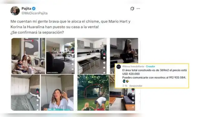 Presuntas pruebas de la casa de Korina y Mario en venta, según Pajita.