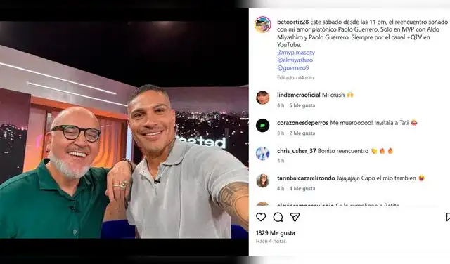 Beto Ortiz compartió una foto de su reencuentro con Paolo Guerrero.