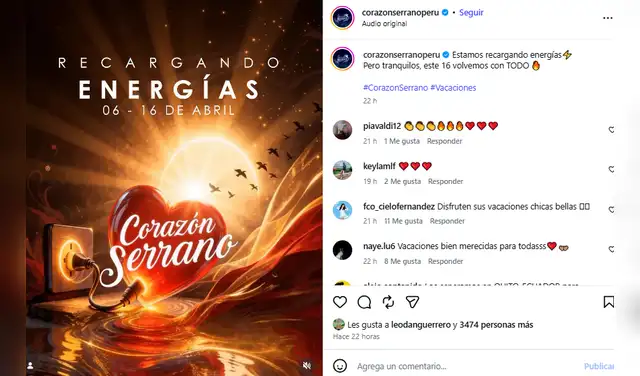 Corazón Serrano decidió tomarse un descanso.