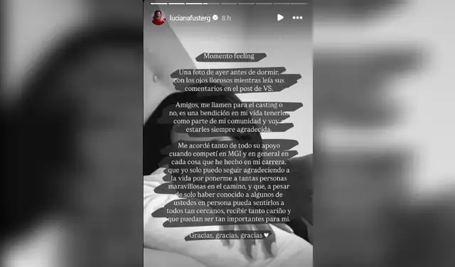 Luciana Fuster agradece apoyo de sus seguidores