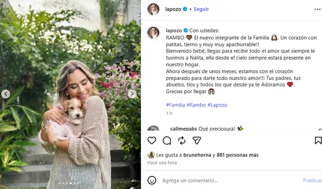 Ethel Pozo se mostró emocionada al presentar a su nueva mascota.