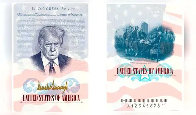pasaportes con el rostro de Donald Trump en EE.UU.