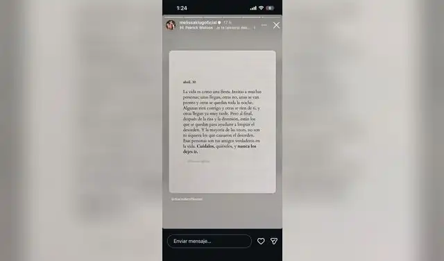 Melissa Klug manda desgarrador mensaje tras presunta agresión de Paul Michael a Samahara Lobatón 