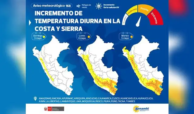 Senamhi activa alerta naranja por altas temperaturas en 20 regiones del país. Senamhi activa alerta naranja por altas temperaturas en 20 regiones del país.