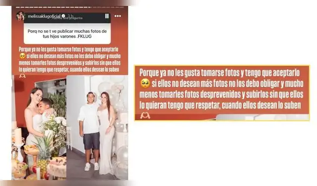 Melissa Klug se pronuncia sobre por qué no sube fotos con sus hijos.