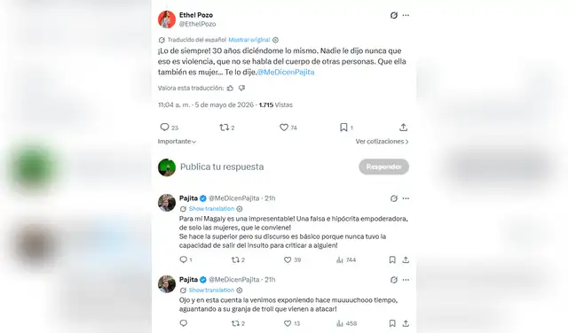 Ethel Pozo se cansa de Magaly Medina y la enfrenta por comentarios sobre su peso