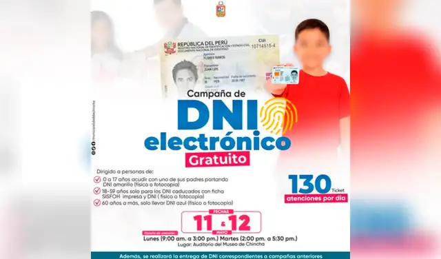Campaña gratuita del DNI electrónico el 11 de mayo en Lurigancho-Chosica.  