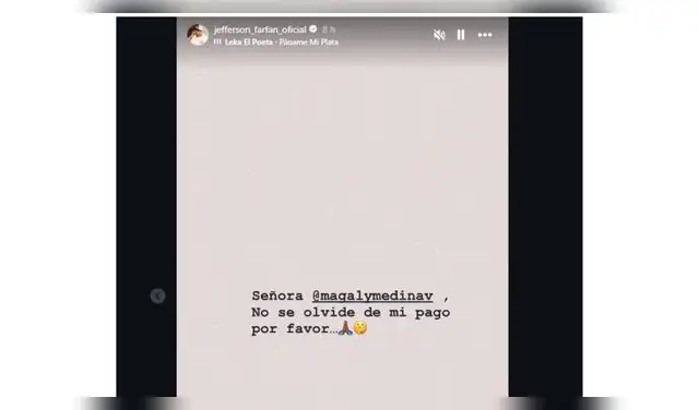 Jefferson Farfán reclama a Magaly Medina que le pague.