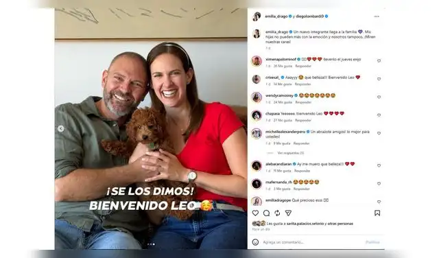 Emilia Drago y Diego Lombardi presentan al nuevo integrante de su familia.