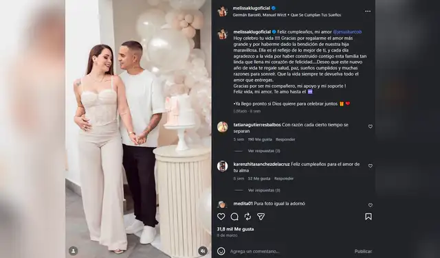 Melissa Klug y su emotivo mensaje a Jesús Barco