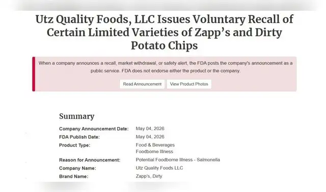 Estas son las dos marcas de papas fritas que están siendo retiradas por una bacteria mortal.