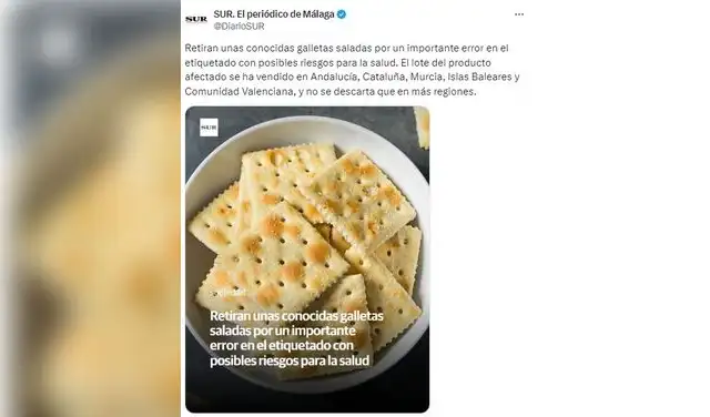 Alerta sanitaria para intolerantes: retiran estas galletas TUC por un alérgeno oculto.  